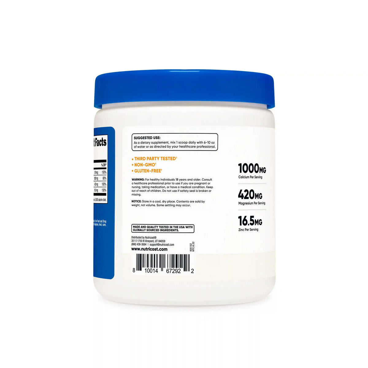 Nutricost Calcium + Magnesium + Zinc Citrates with Vitamin D3 Powder